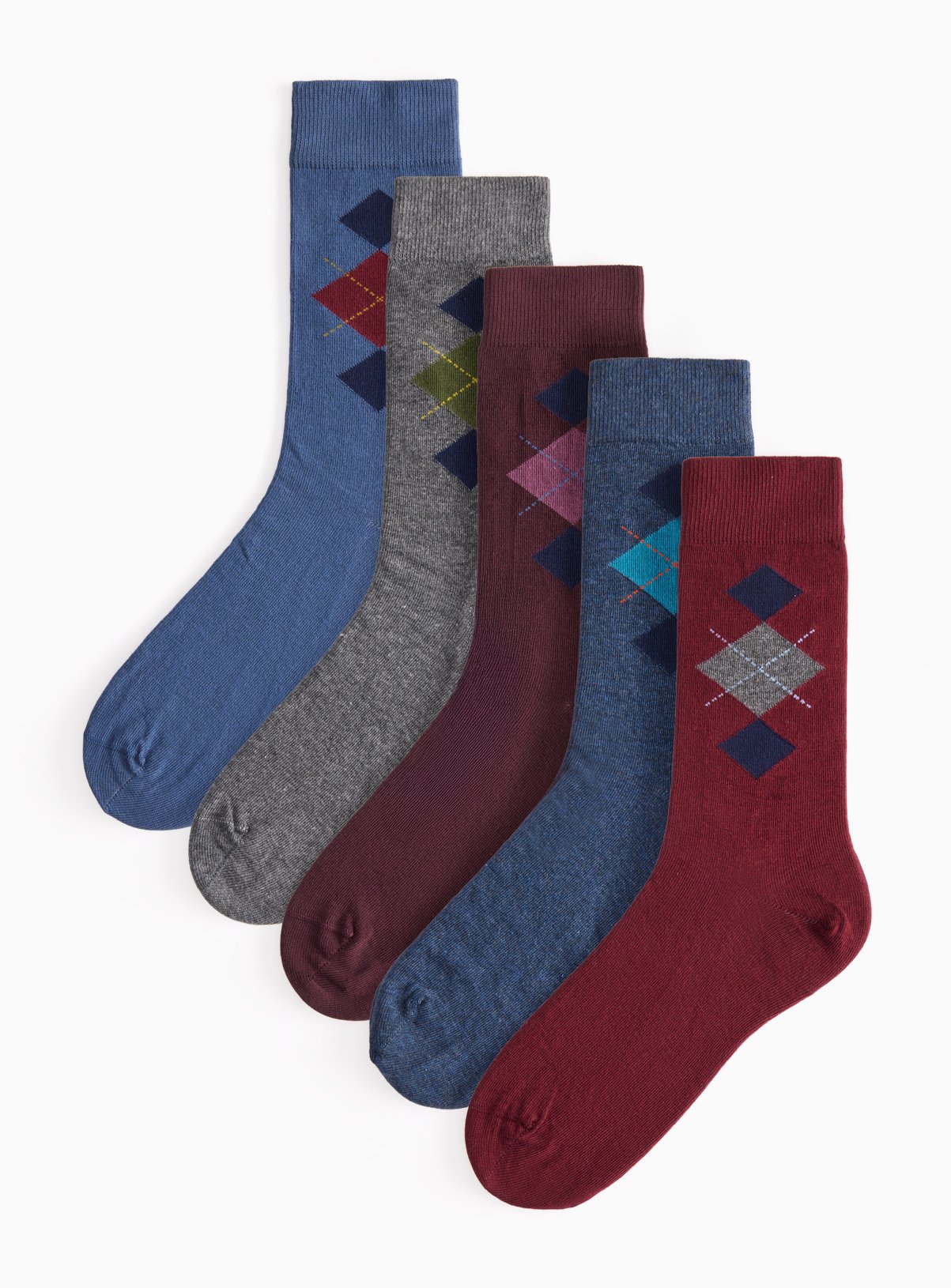 Argyle Ankle Socks 5 Pack 9-12 - Image 1 thumbnail